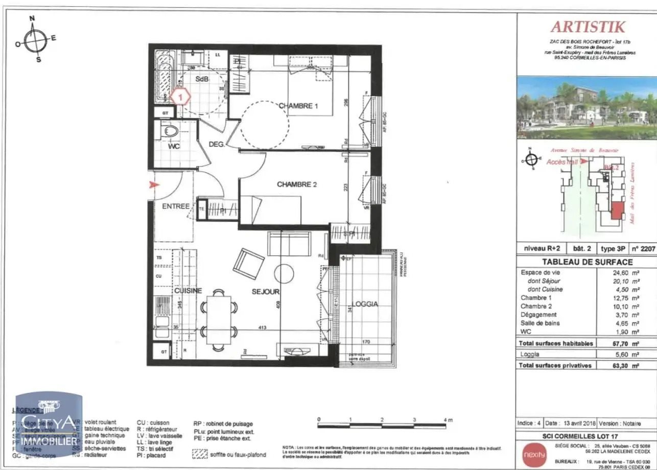 Appartement à louer, 56m², Cormeilles-en-Parisis