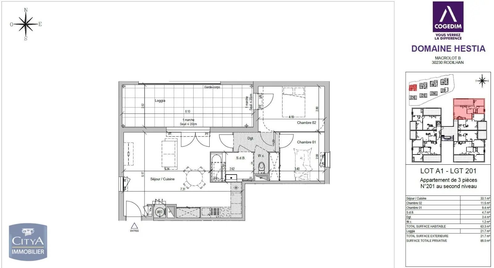 Appartement à louer, 63m², Rodilhan