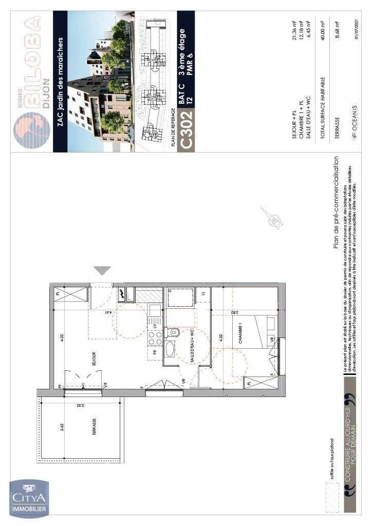 Appartement à louer, 40m², Dijon