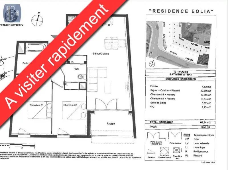 Appartement à louer, 66m², Cenon