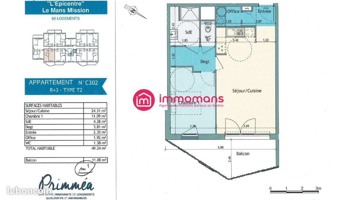 Appartement à vendre, 50m², Le Mans
