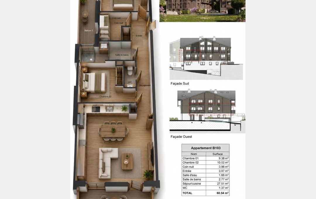 Appartement à vendre, 61m², Morillon