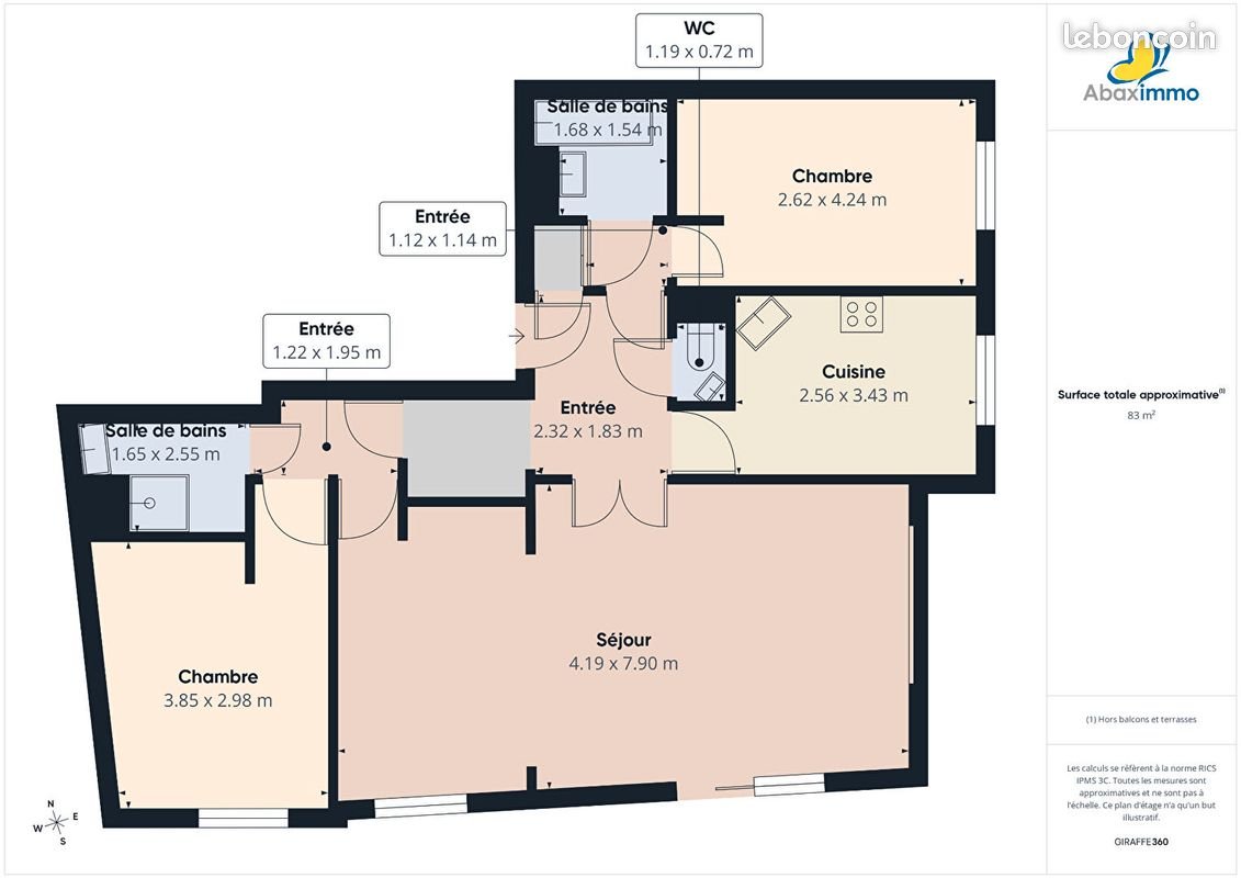 Appartement à vendre, 84m², Ifs