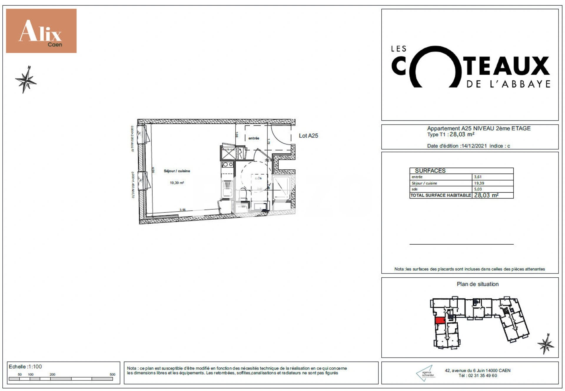 Appartement à louer, 28m², Caen