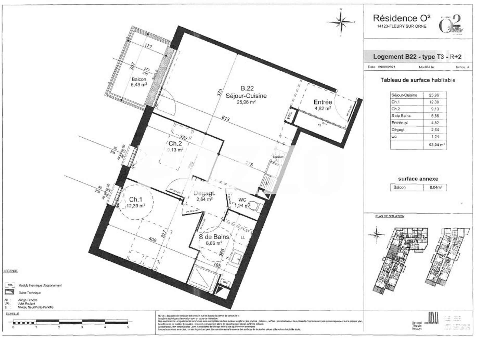 Appartement à louer, 63m², Fleury-sur-Orne