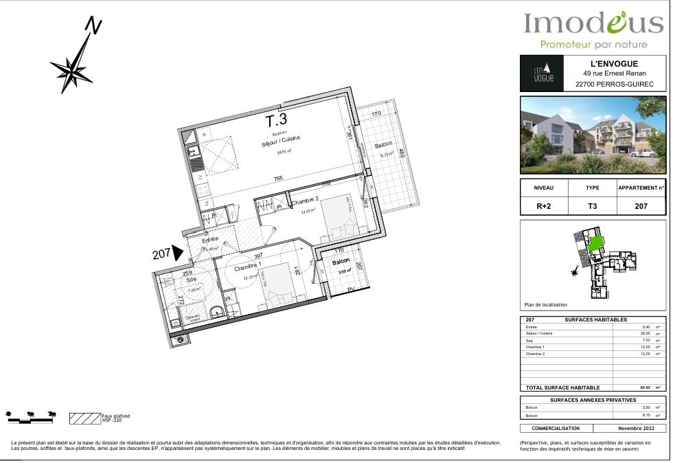 Appartement à vendre, 66m², Perros-Guirec