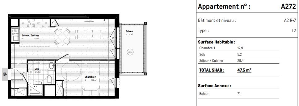 Appartement à vendre, 47m², Cergy