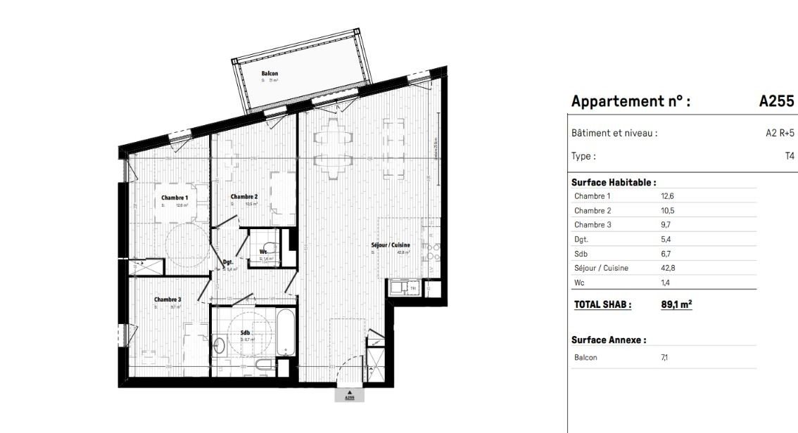 Appartement à vendre, 89m², Cergy