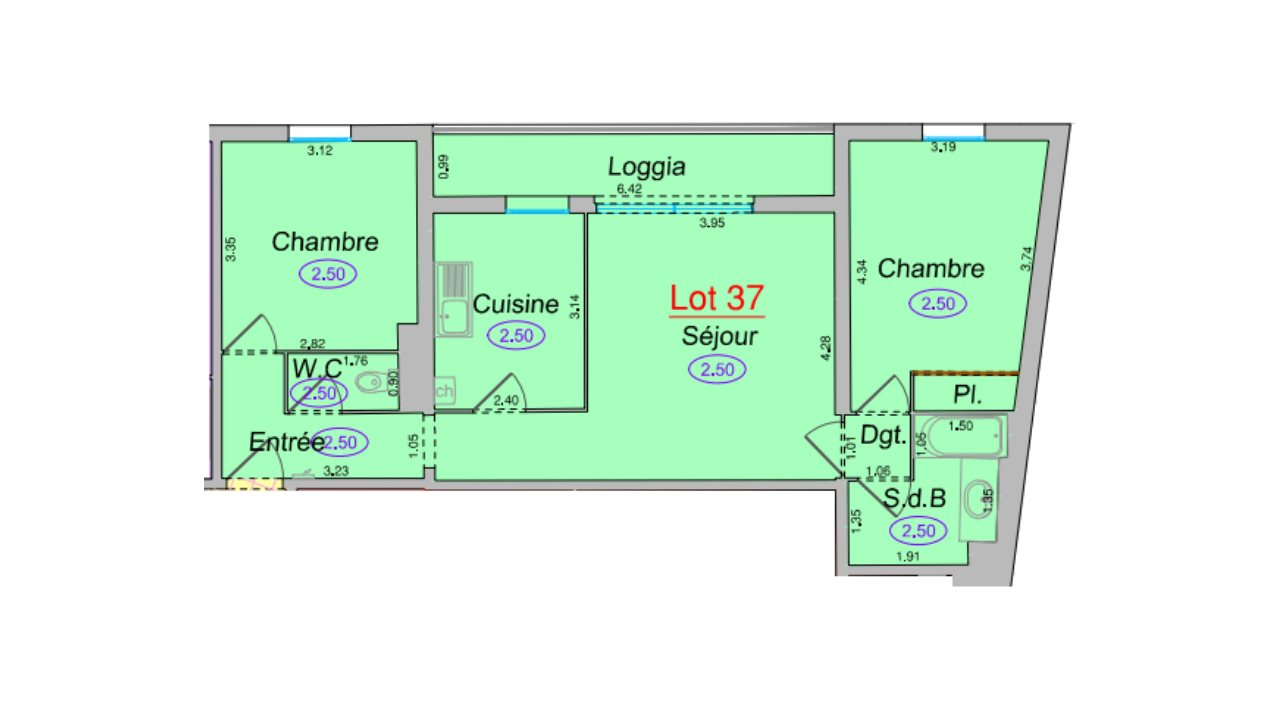 Appartement à vendre, 61m², Périgueux