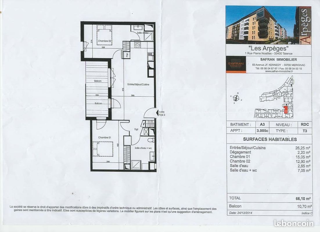 Appartement à louer, 66m², Talence
