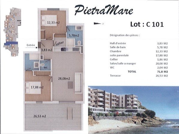Appartement à vendre, 71m², San-Martino-di-Lota