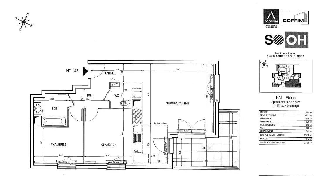 Appartement à louer, 63m², Asnières-sur-Seine