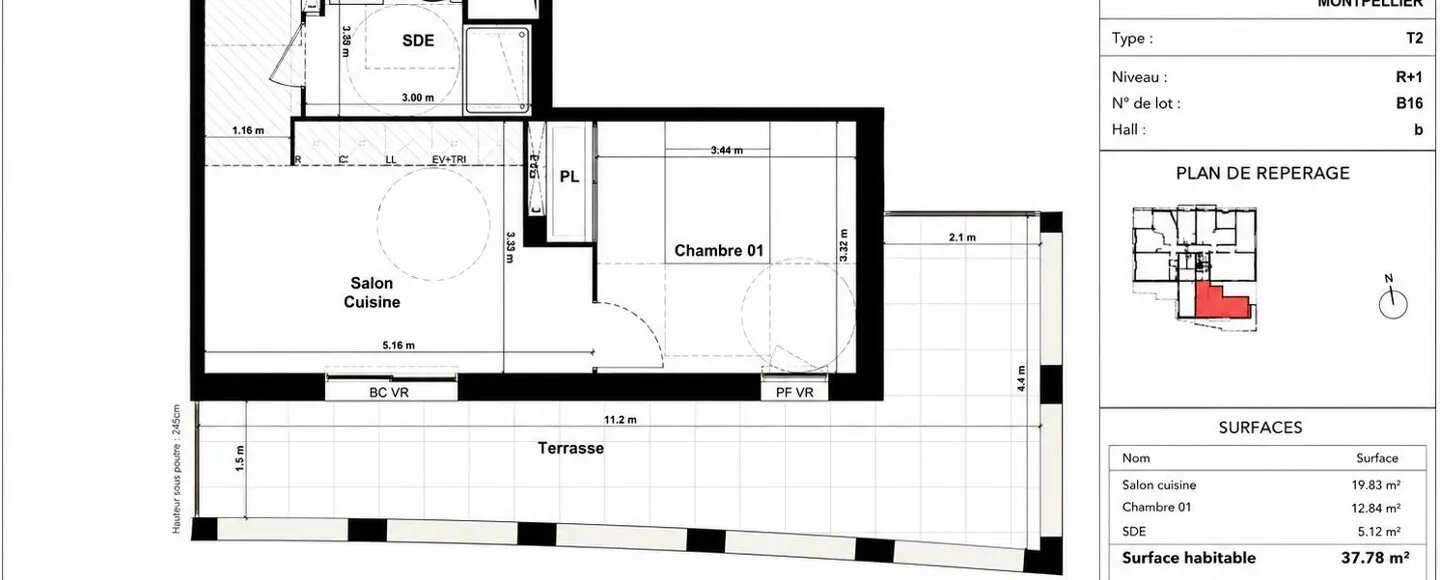 Appartement à vendre, 37m², Montpellier
