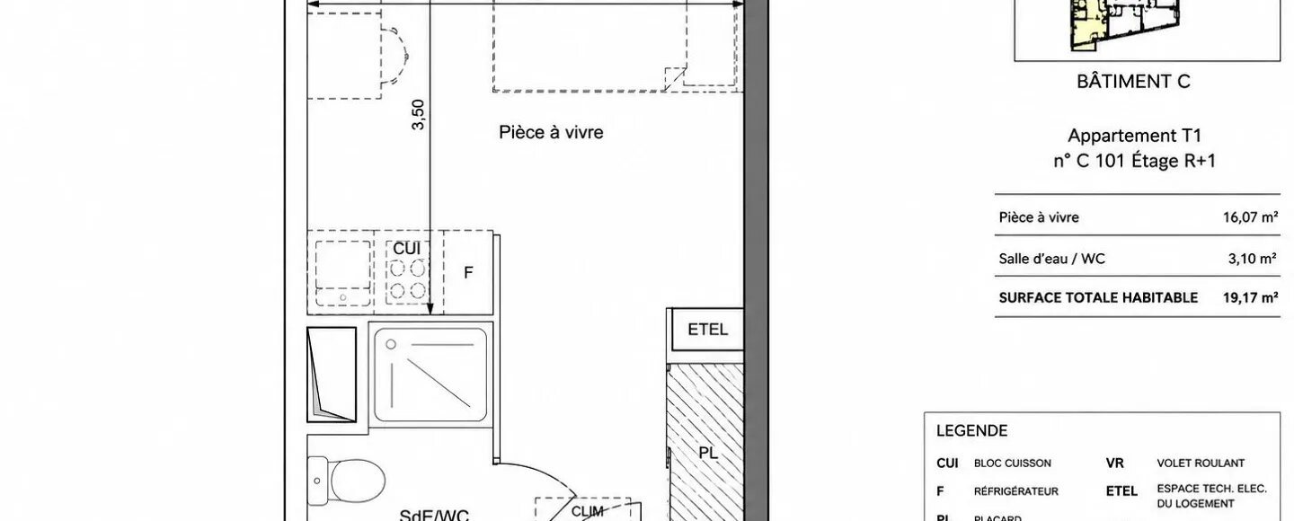 Appartement à vendre, 19m², La Garde
