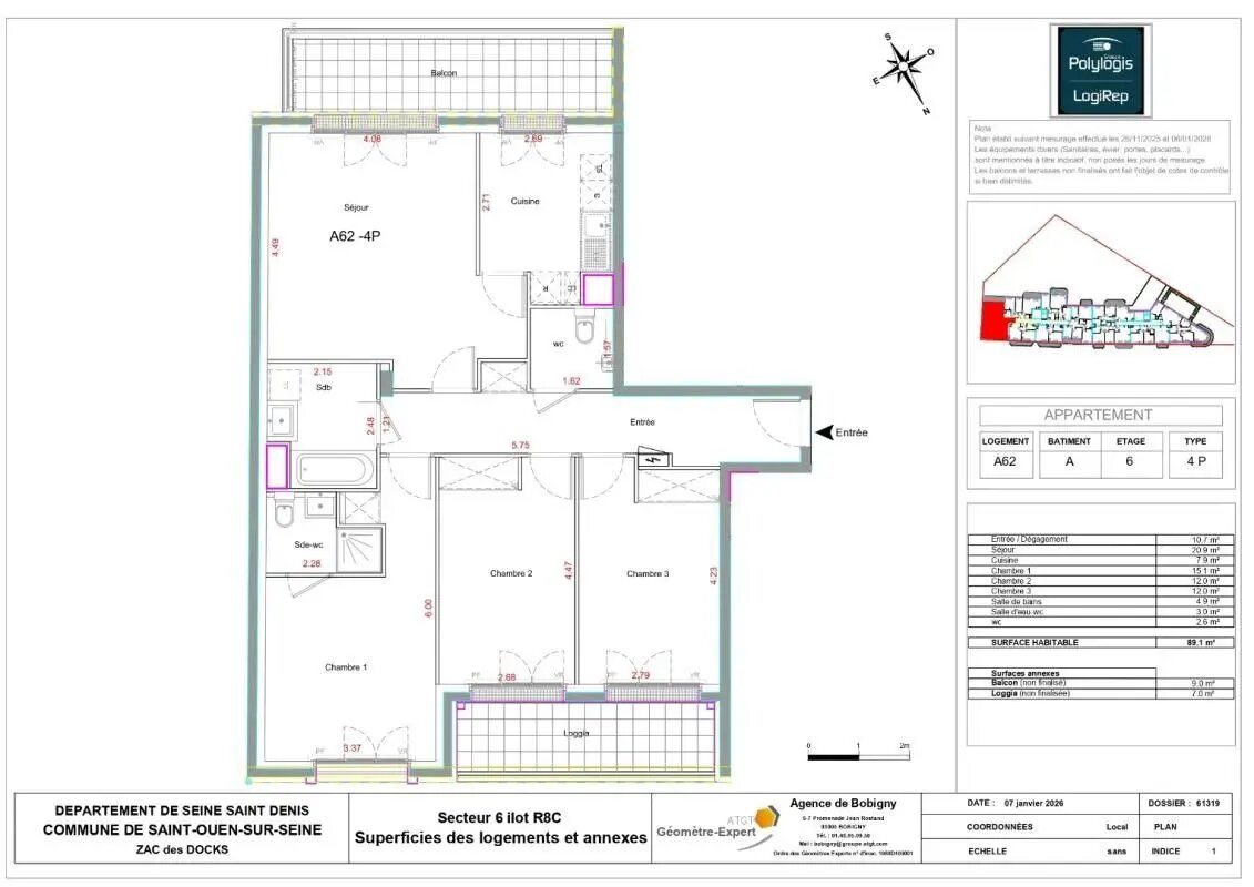 Appartement à louer, 89m², Saint-Ouen-sur-Seine