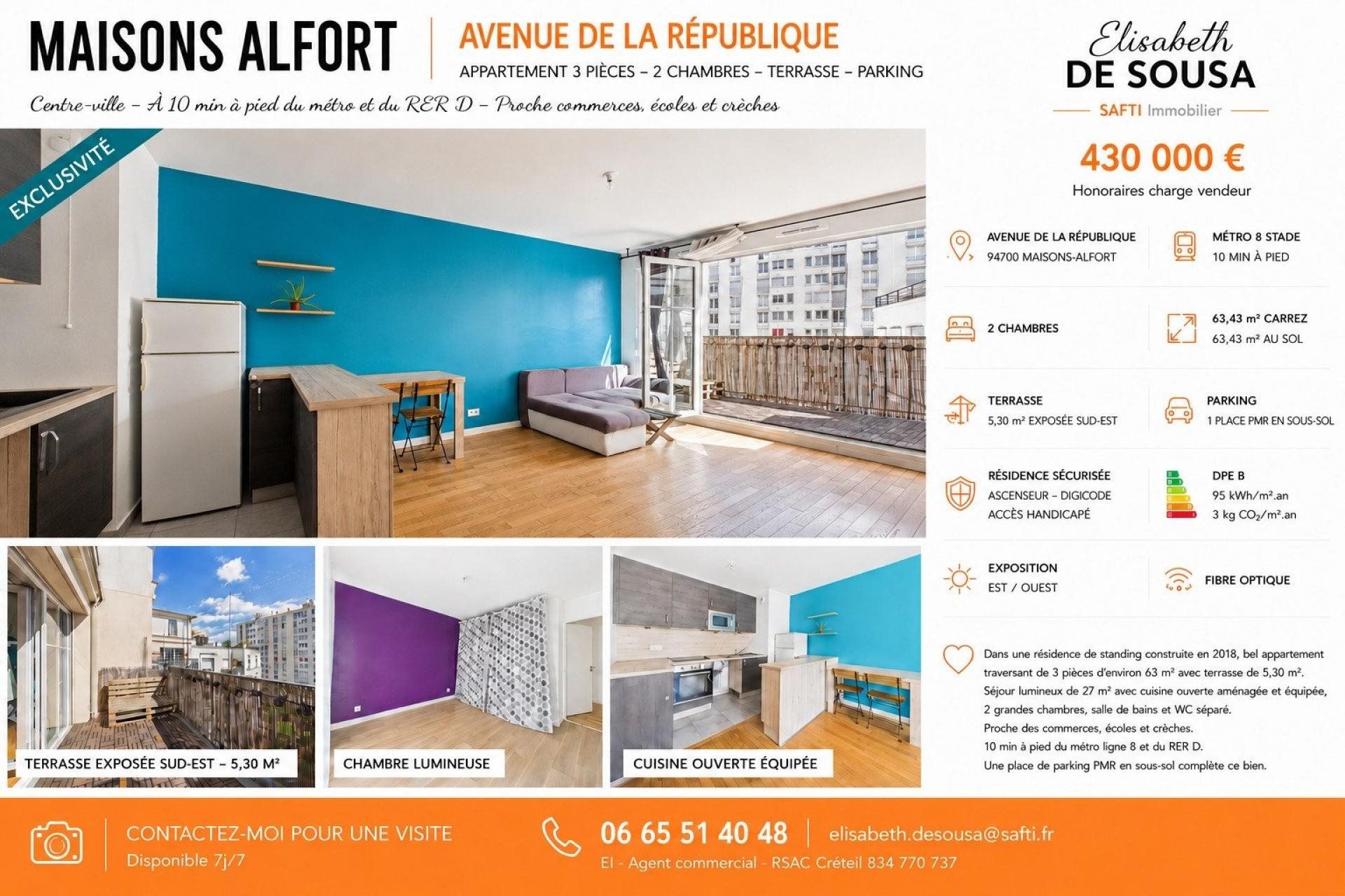 Appartement à vendre, 63m², Maisons-Alfort