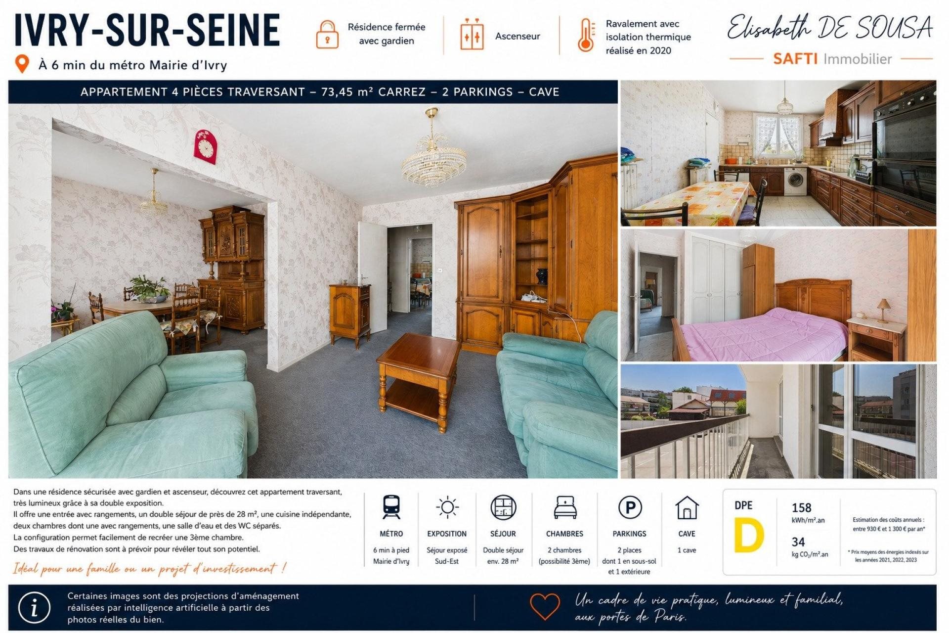 Appartement à vendre, 73m², Ivry-sur-Seine