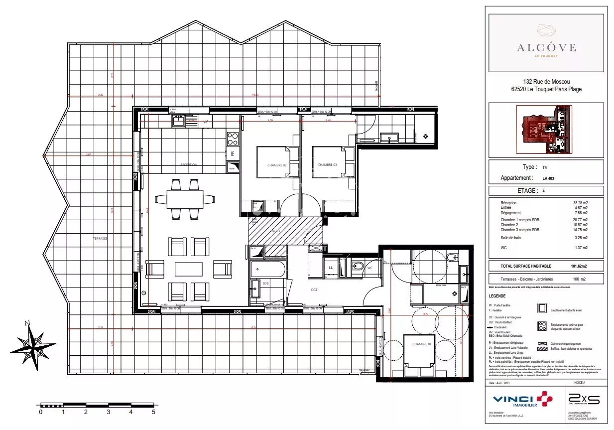 Appartement à vendre, 101m², Le Touquet-Paris-Plage
