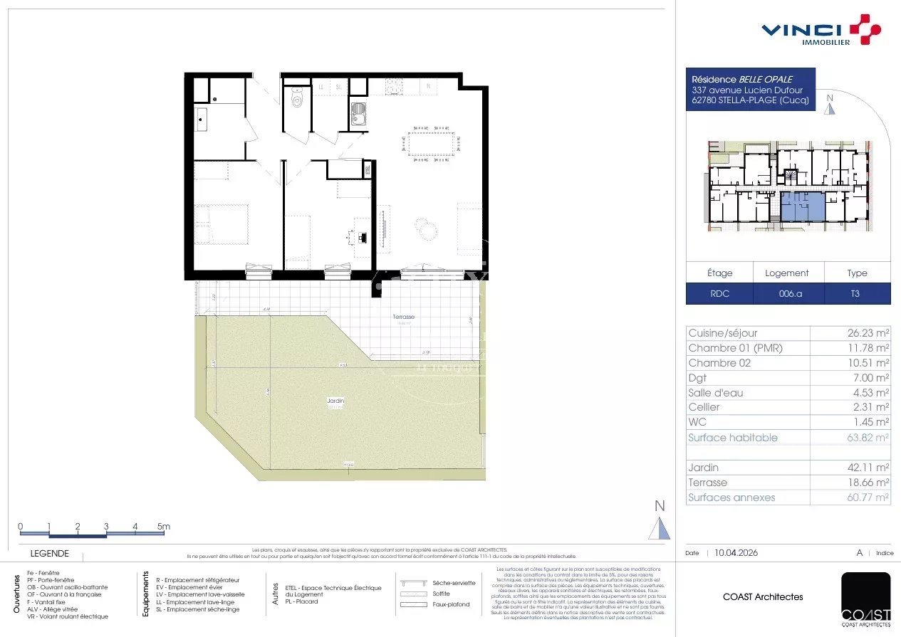 Appartement à vendre, 63m², Cucq