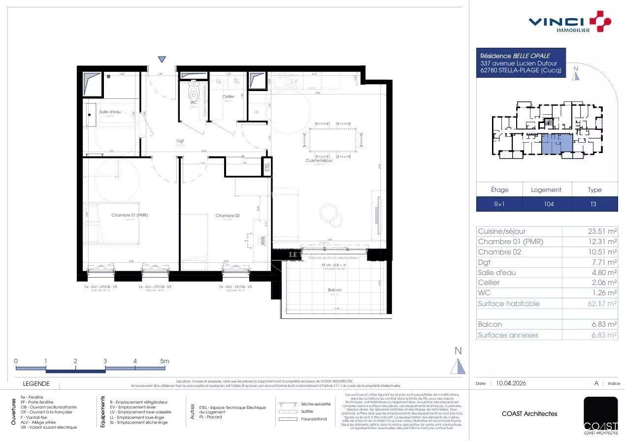 Appartement à vendre, 62m², Cucq