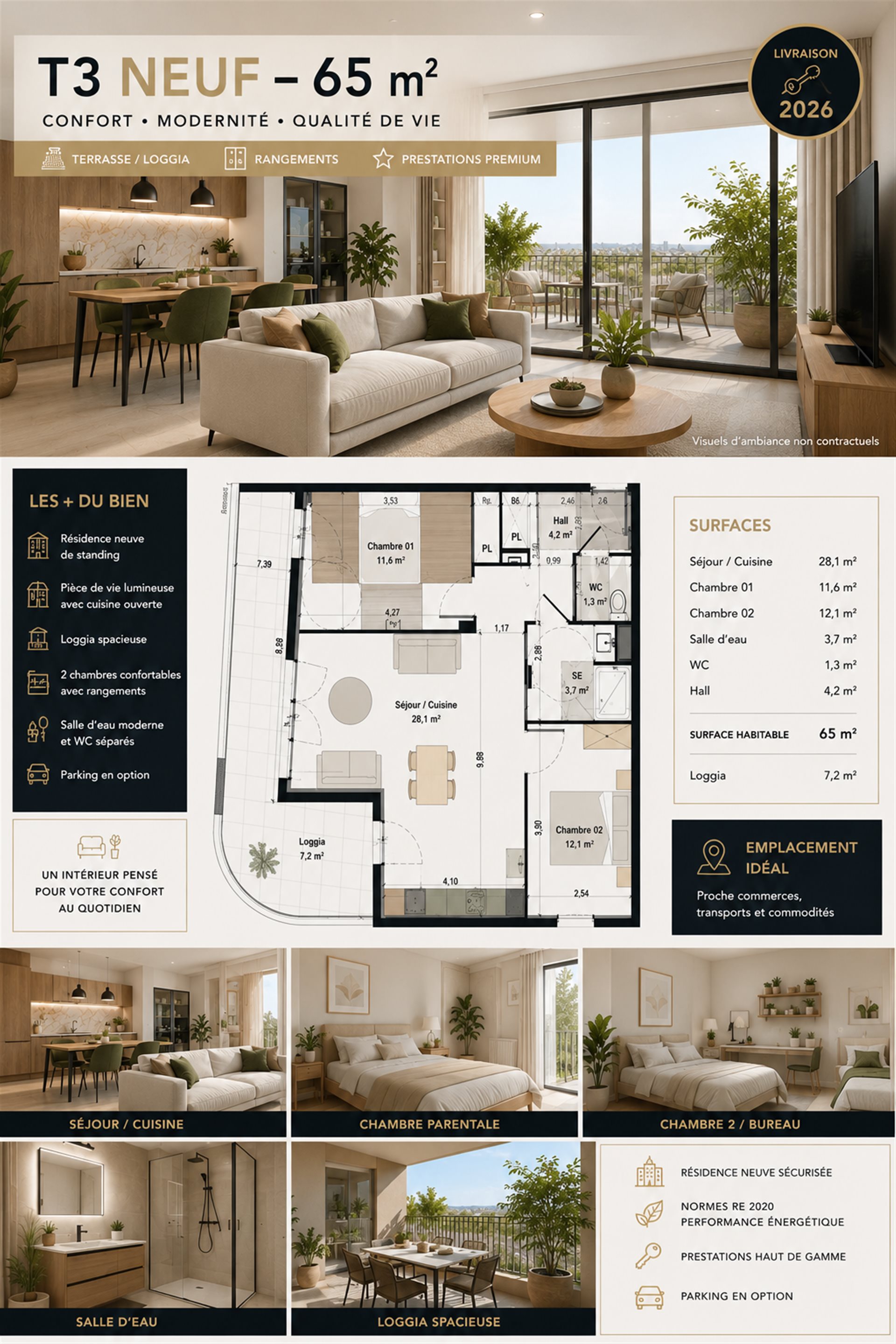 Appartement à vendre, 65m², Béziers