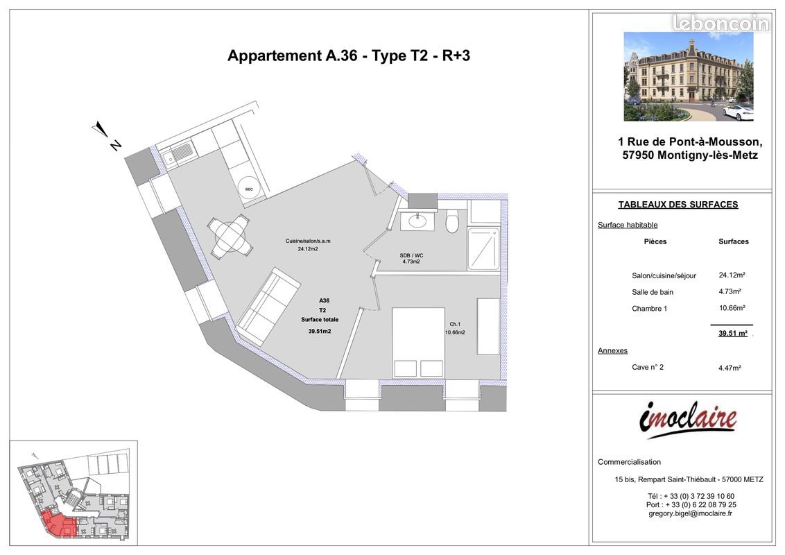 Appartement à vendre, 39m², Montigny-lès-Metz