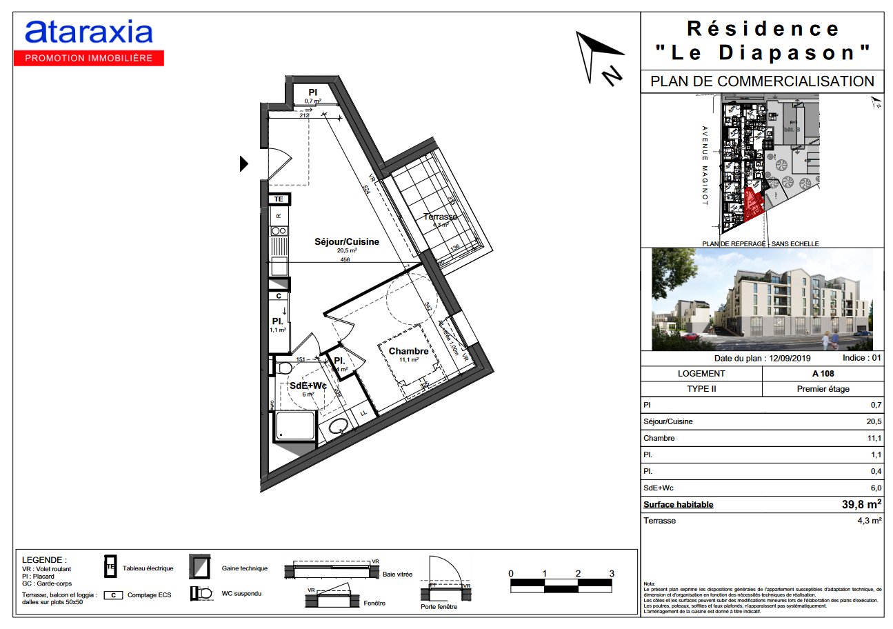 Appartement à louer, 40m², Tours
