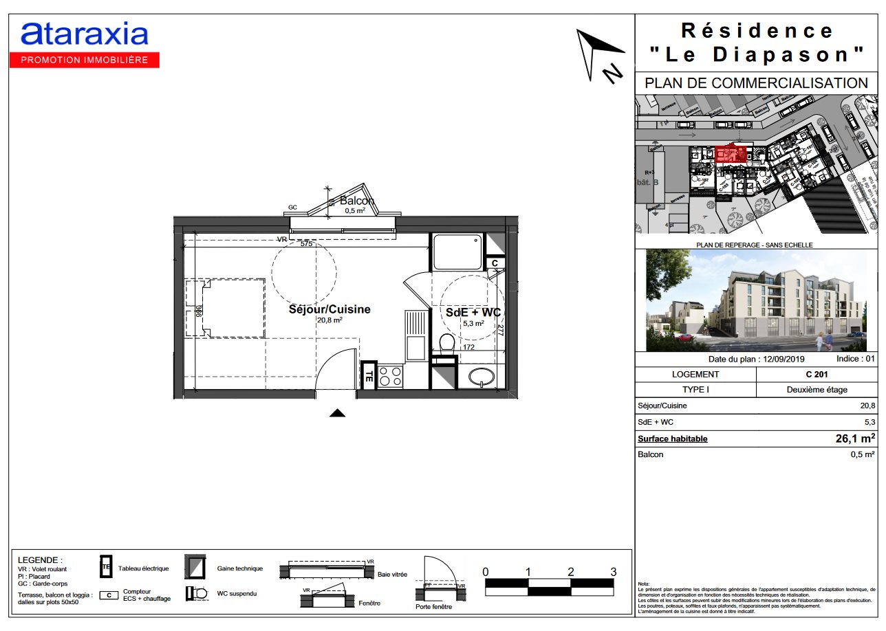 Appartement à louer, 26m², Tours