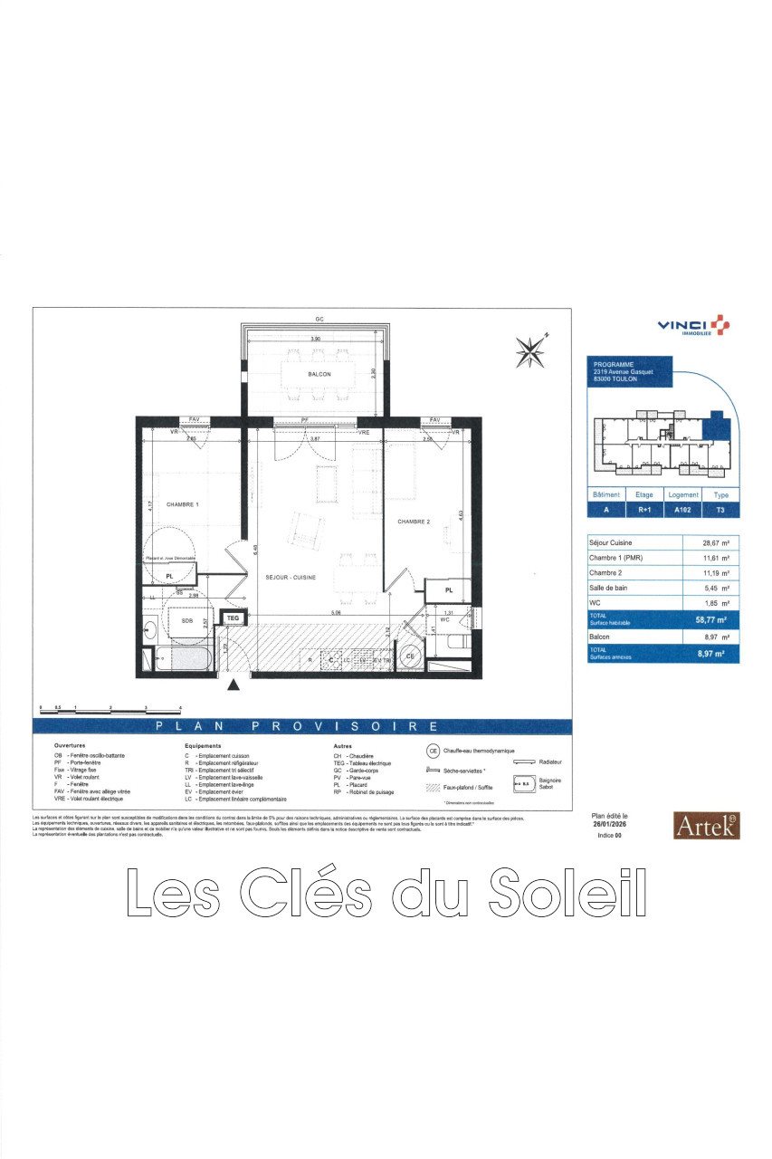 Appartement à vendre, 59m², Toulon