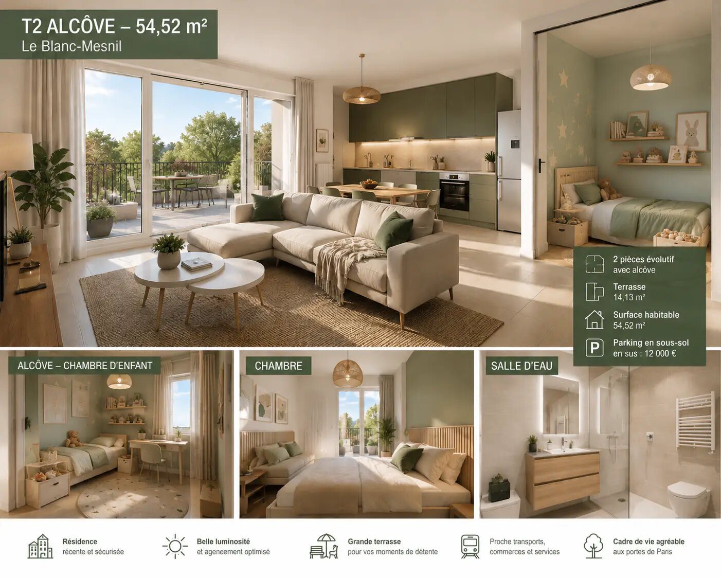 Appartement à vendre, 55m², Le Blanc-Mesnil