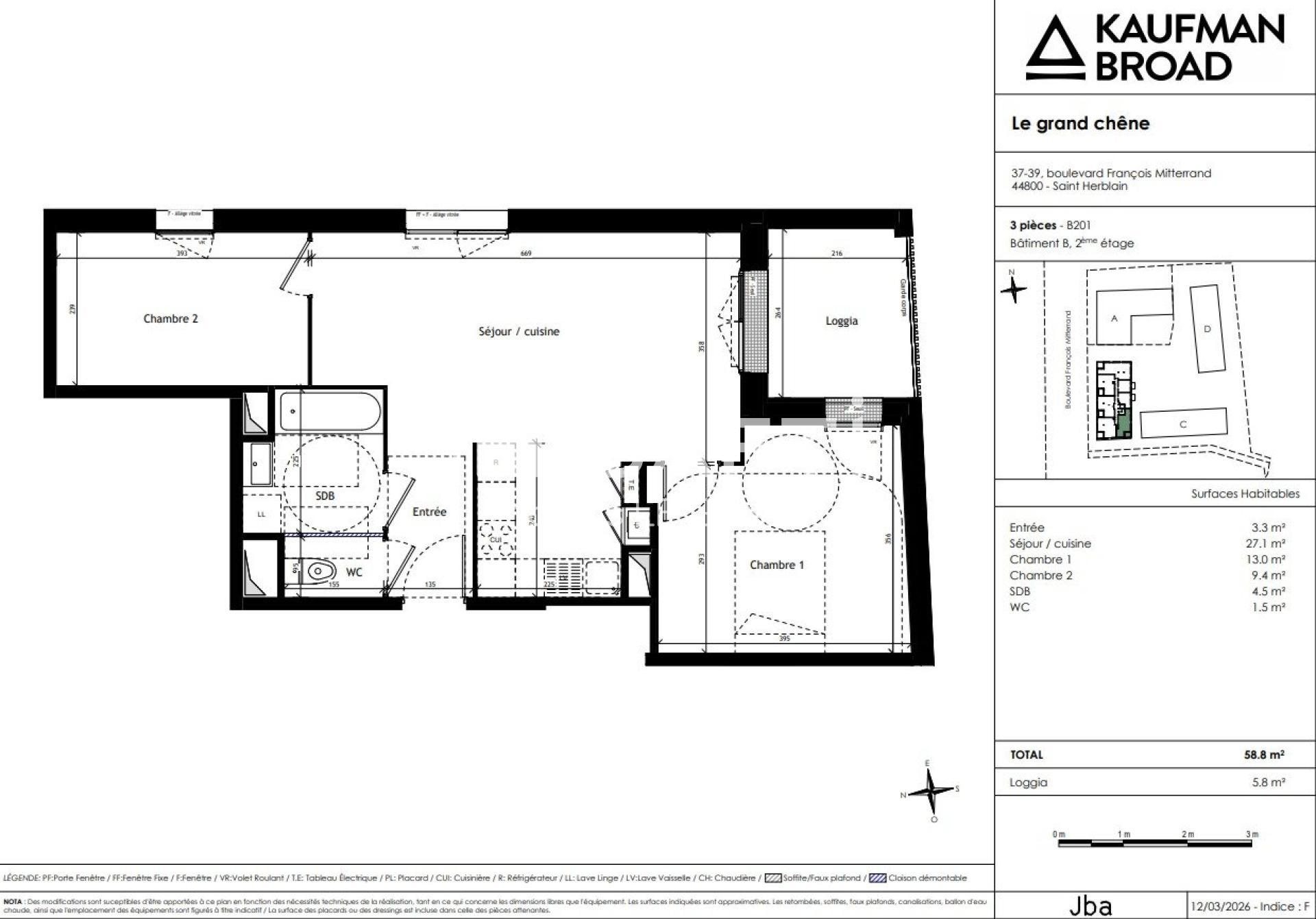Appartement à vendre, 59m², Saint-Herblain