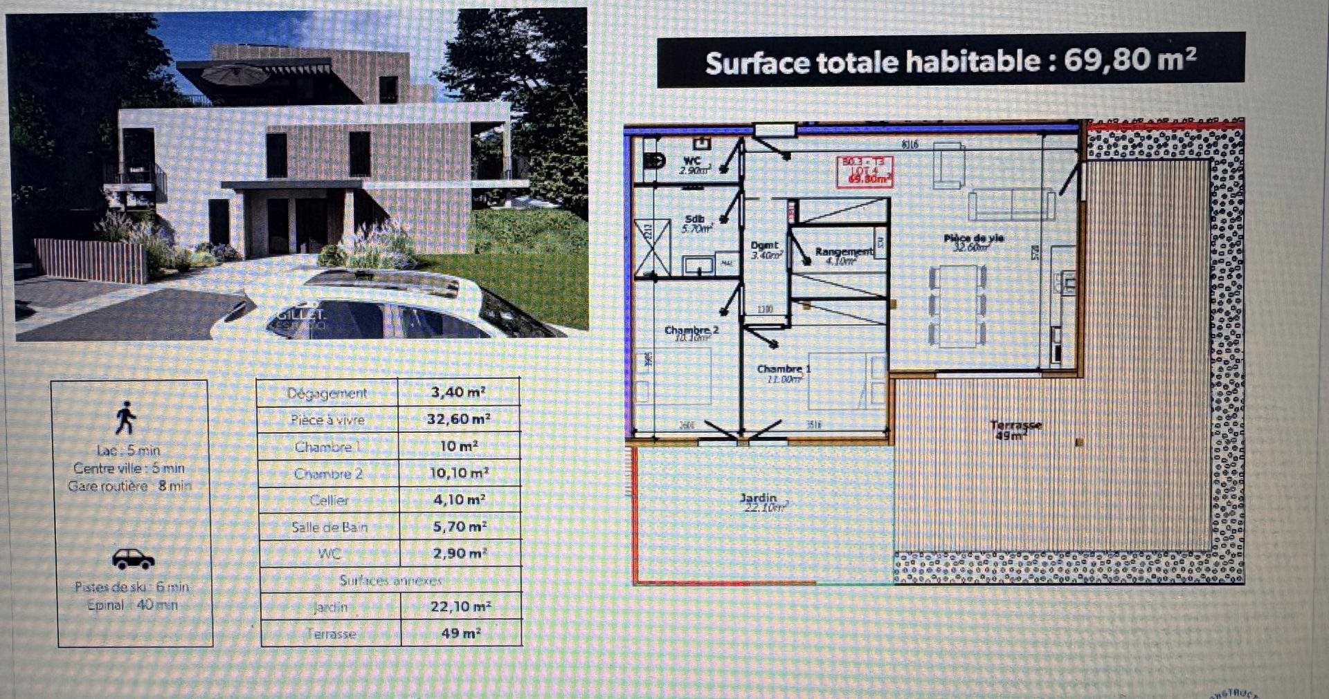Appartement à vendre, 69m², Gérardmer