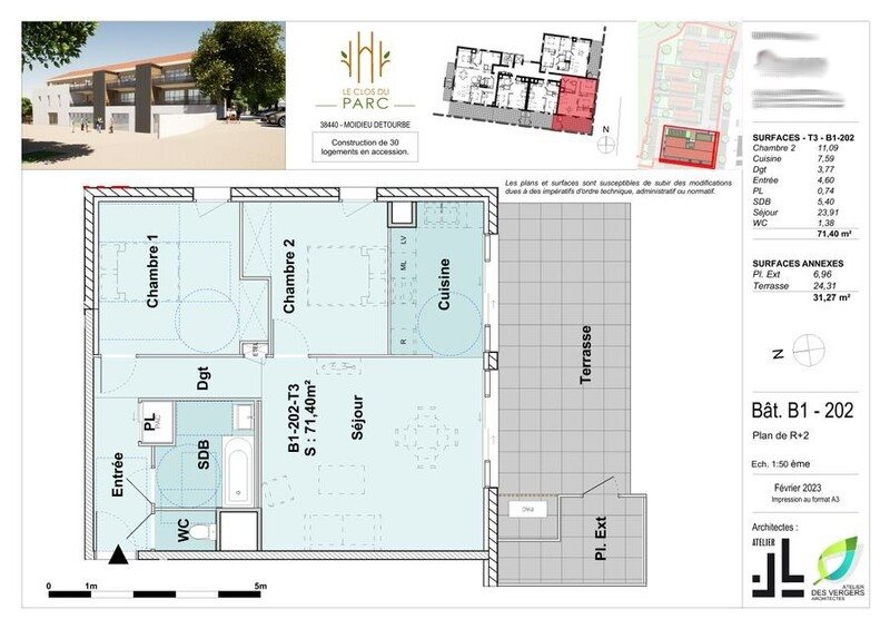 Appartement à vendre, 72m², Moidieu-Détourbe