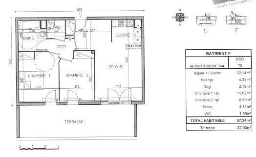 Appartement à louer, 57m², Quint-Fonsegrives