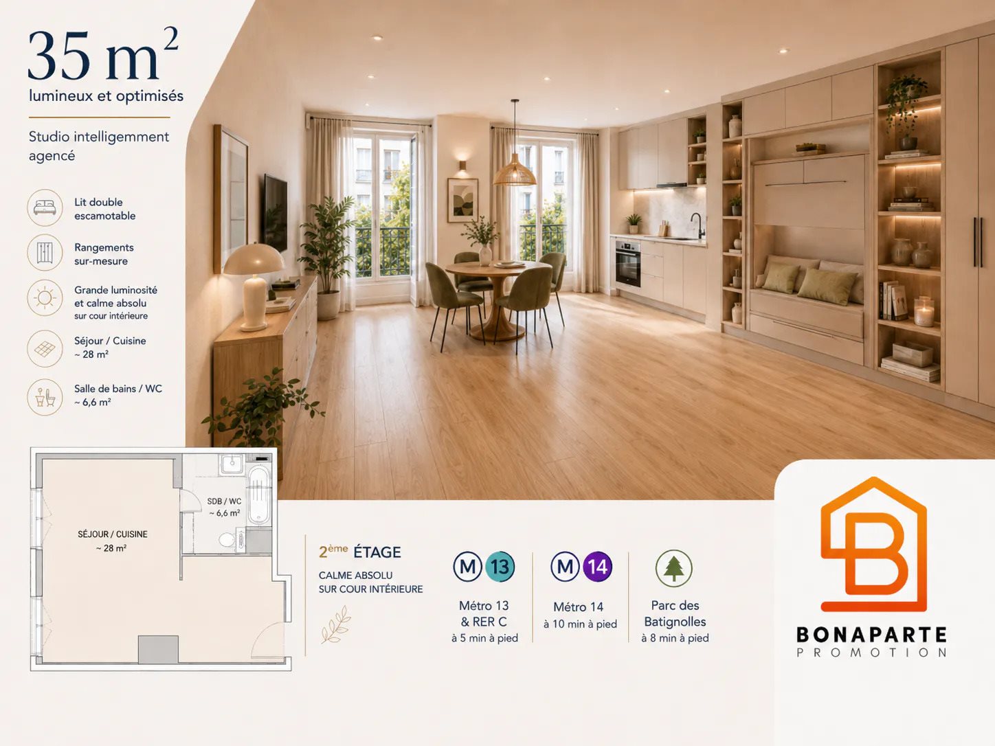 Appartement à vendre, 35m², Clichy