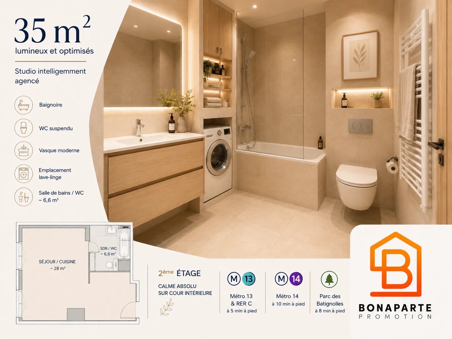 Appartement à vendre, 35m², Clichy