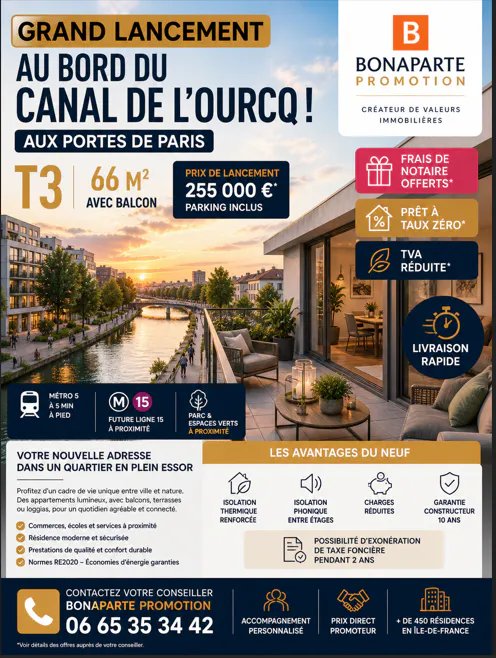 Appartement à vendre, 66m², Bobigny
