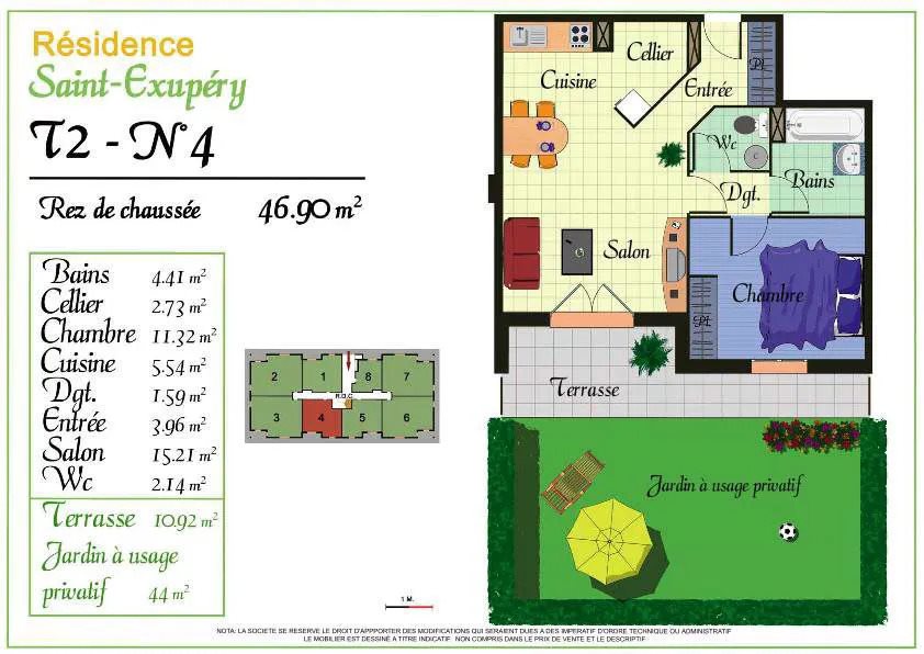 Appartement à louer, 46m², Saint-Clar-de-Rivière