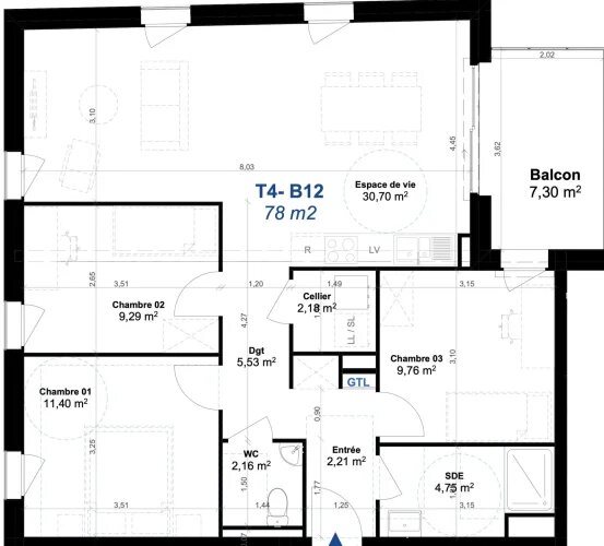 Appartement à vendre, 78m², Theix