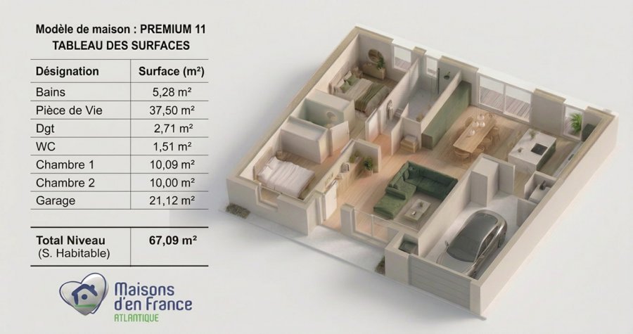 Maison à vendre, 68m², Brem-sur-Mer
