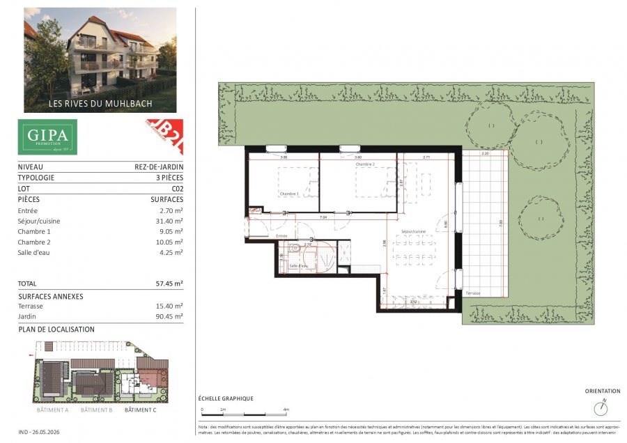 Appartement à vendre, 57m², Oberschaeffolsheim