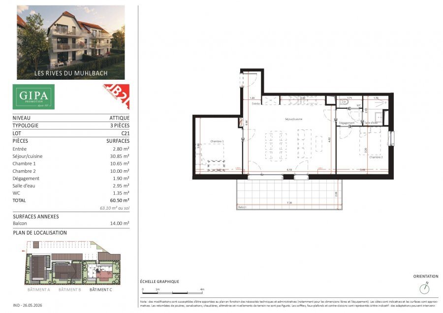 Appartement à vendre, 60m², Oberschaeffolsheim