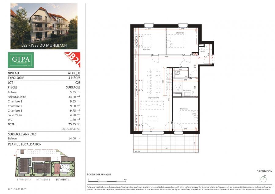 Appartement à vendre, 75m², Oberschaeffolsheim