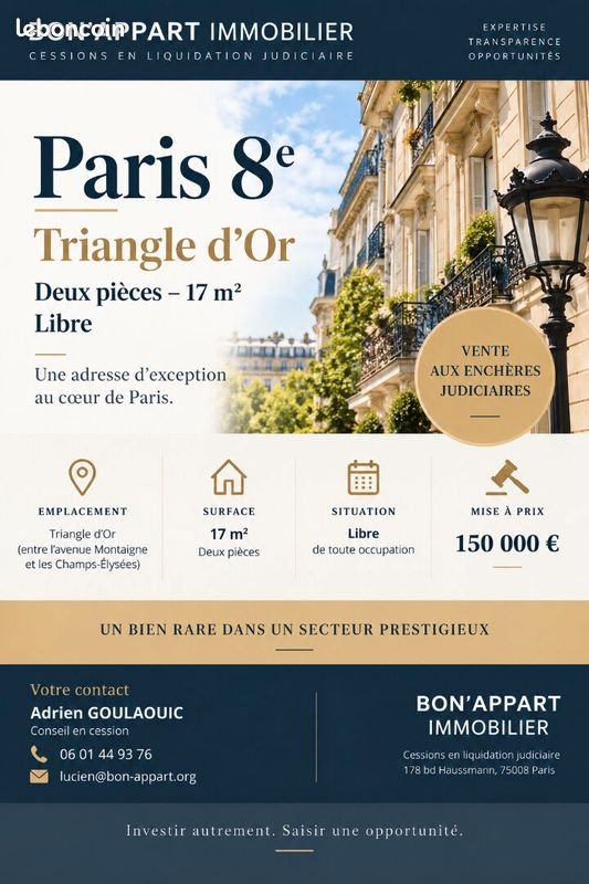 Appartement à vendre, 17m², Paris 8ème