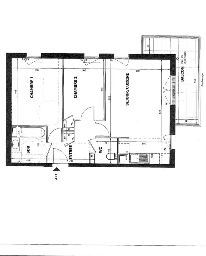 Appartement à louer, 58m², Cergy