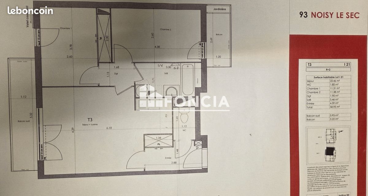 Appartement à vendre, 59m², Noisy-le-Sec