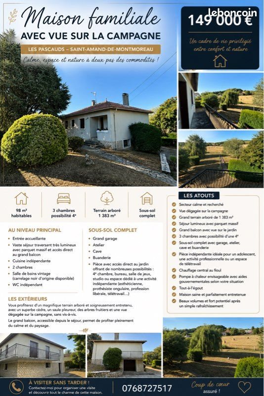 Maison à vendre, 100m², Montmoreau-Saint-Cybard