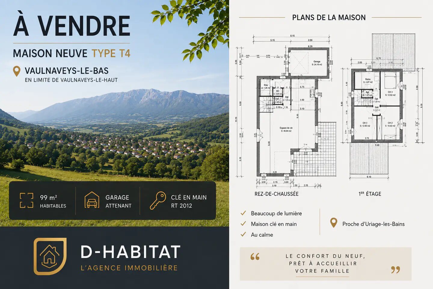 Maison à vendre, 99m², Vaulnaveys-le-Haut