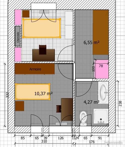 Appartement à louer, 10m², Loos