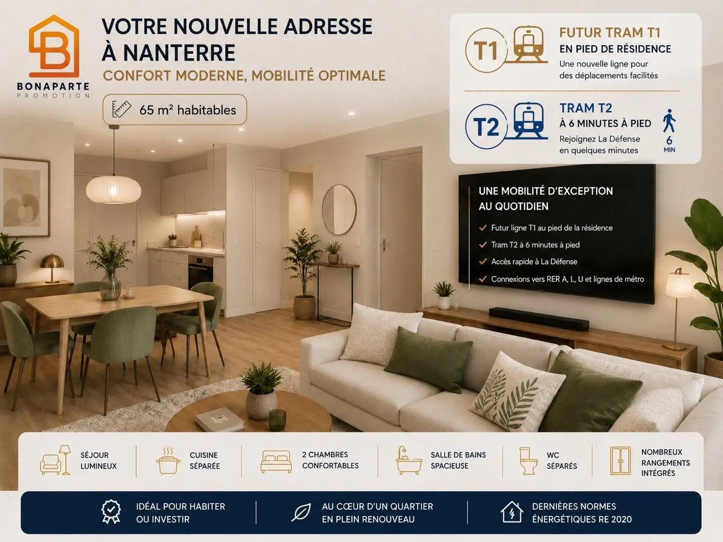 Appartement à vendre, 65m², Nanterre